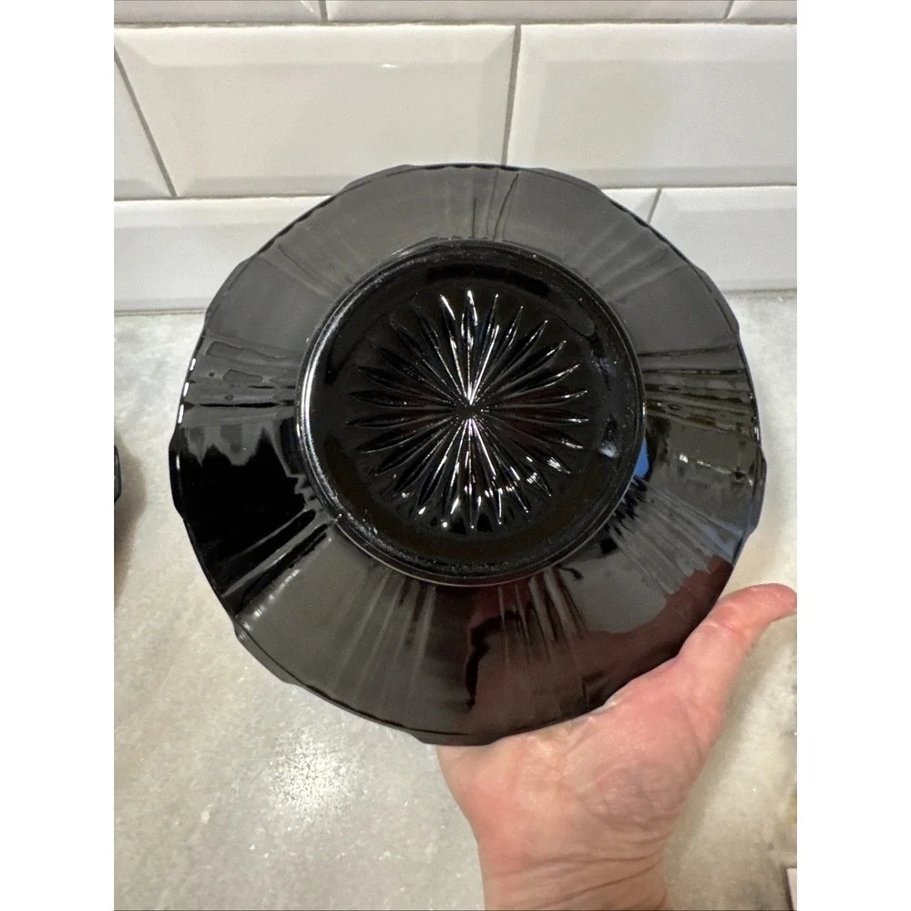 Art Deco 1930's Black Amethyst Serving Bowl And Platter Imperial GlassCo OLA0022